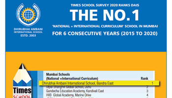 Times School Survey 2020 ranks DAIS the No. 1 'National + International Curriculum' School in Mumbai